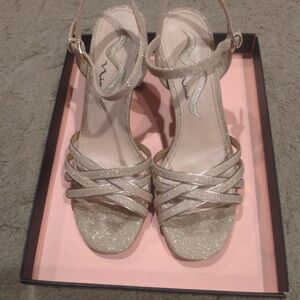 Nina Glittery Beige Strappy Heels